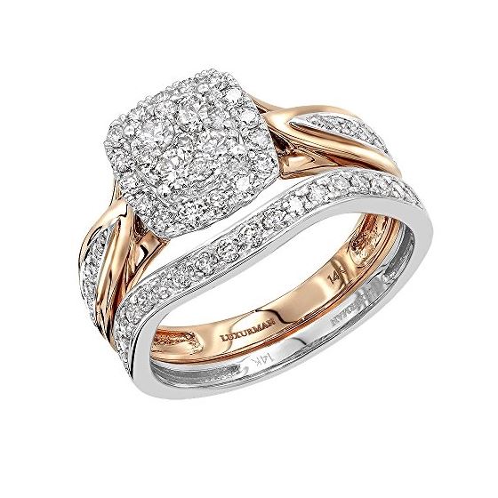 14K Two-Tone Gold Affordable Diamond Engagement Ri