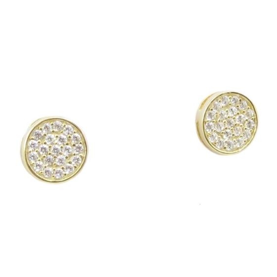 Mens .925 sterling silver Yellow round earring 3 MLCZ236 2mm thick and 7mm wide Size 1