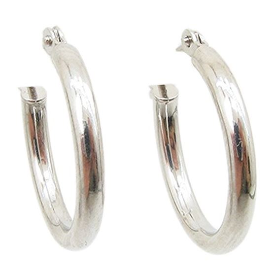 10k White Gold earrings Plain hoop 1 AGBE16 1