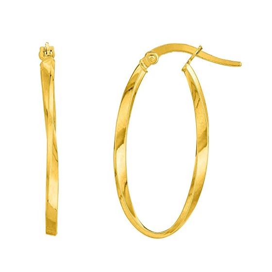 14K Yellow Gold Ladies Hoop Earrings ER1816