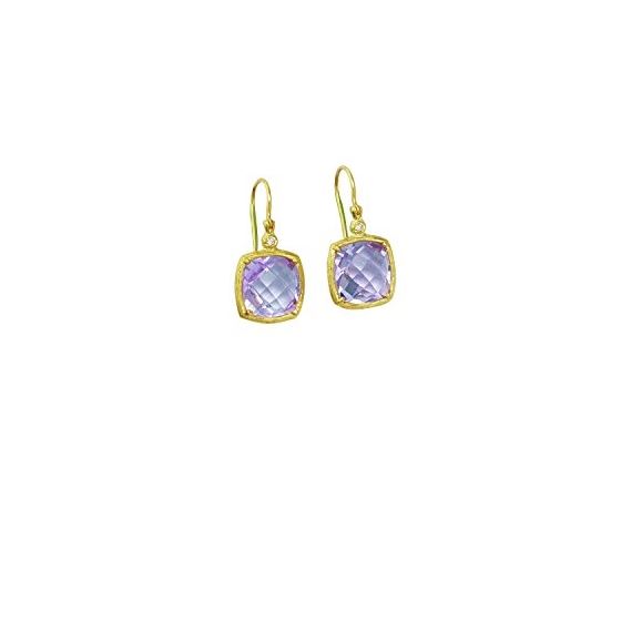 14K Yellow Gold Shiny 12 X 13Mm Wide Amethyst Drop