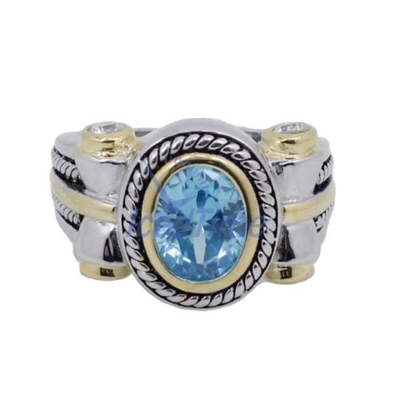 "Ladies .925 Italian Sterling Silver Baby blue synthetic gemstone ring SAR52 6