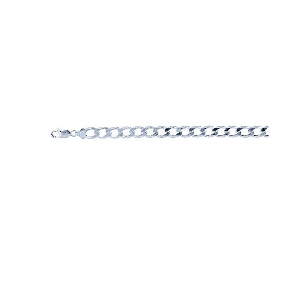 Sterling Silver 8.7 mm Wide Curb Chain 8 1/2 Inch Long