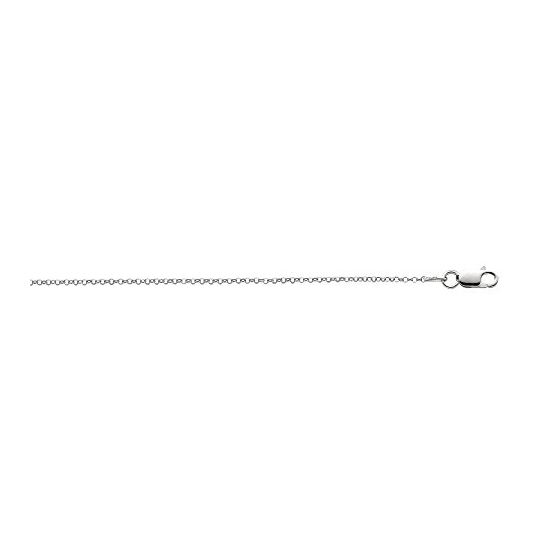 Silver with Non-Rhodium Finish 1.4mm wide Shiny Diamond Cut Rolo Chain with Pear Shape Clasp