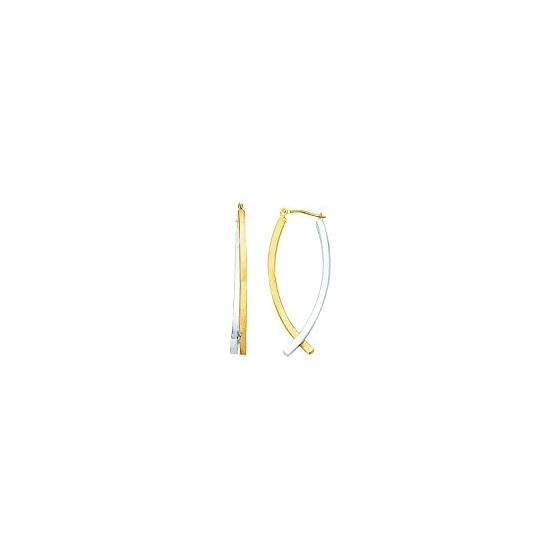 14K Yellow White Gold Ladies Hoop Earrings ER340