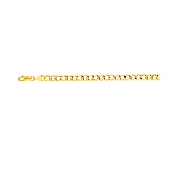 14K Yellow Gold 6.2mm wide Diamond Cut Curb Lite Chain with Lobster Clasp 1