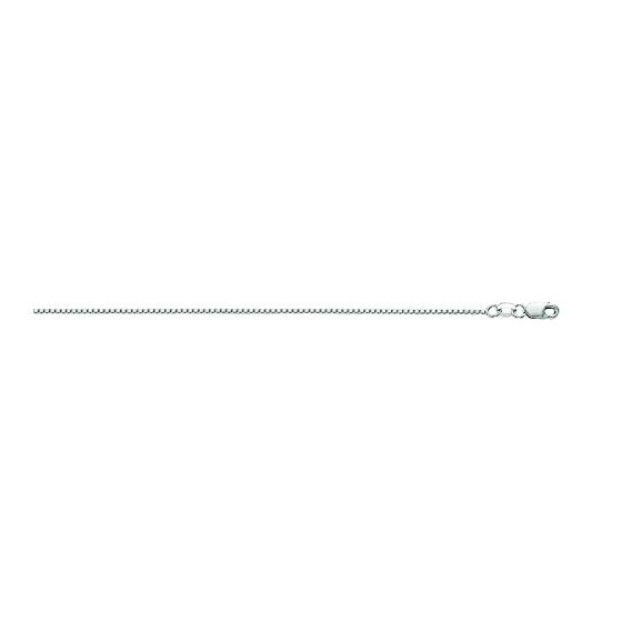 10K 24 inch long White Gold 1.0mm wide Shiny Box Chain with Lobster Clasp FJ-063WBOX-24