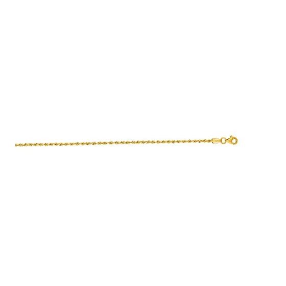 "14K Yellow Gold Solid Diamond Cut Rope Chain 22"" inches long x2.0mm wide"