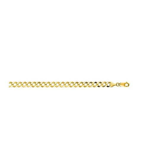 14K Yellow Gold 7.0mm wide Diamond Cut Comfort Curb Chain with Lobster Clasp