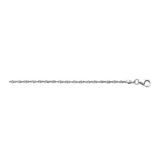 Sterling Silver rhodium plated 16in long 2.0mm wide polish diamond cut singapore chain