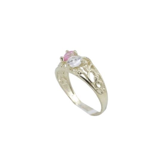 10k Yellow Gold Syntetic pink gemstone ring ajr67 Size: 8 1