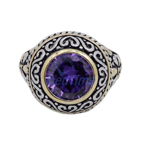 "Ladies .925 Italian Sterling Silver Purple Violet synthetic gemstone ring SAR48 6