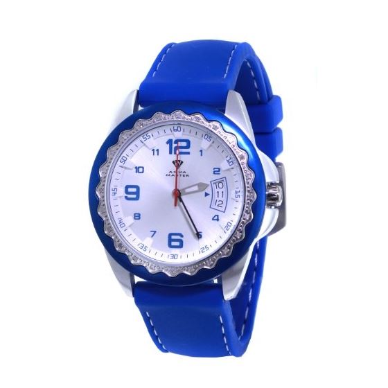 Unisex White Dial Blue/Silver Tone Case 0.24Ct Dia