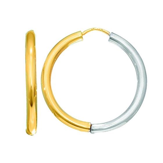 14K Yellow White Gold Ladies Hoop Earring Earrings ER3095