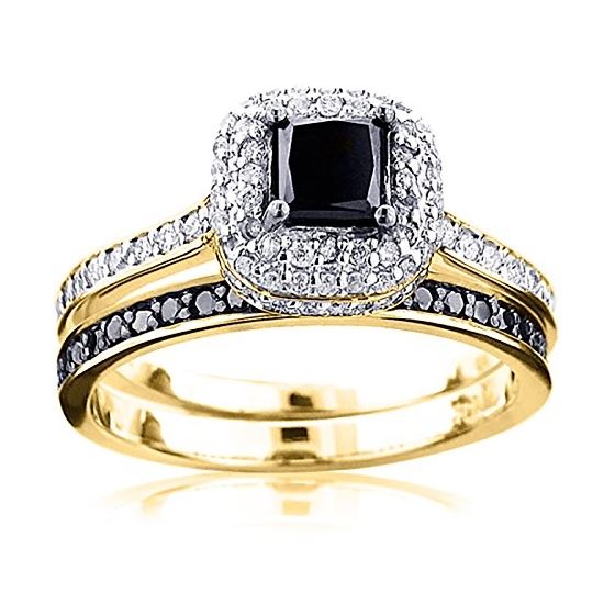 10K White Black 1.2 Ctw Diamonds Unique Bridal Eng
