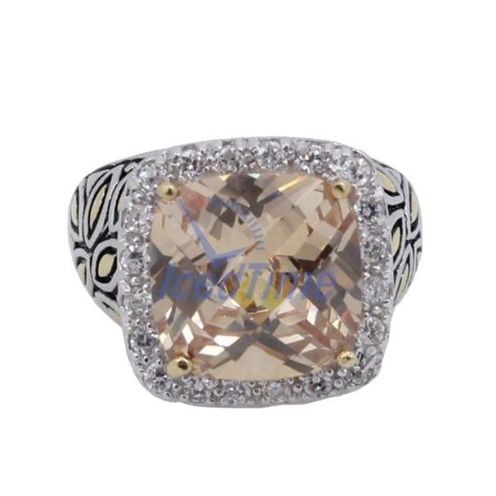 "Ladies .925 Italian Sterling Silver Spring citrine synthetic gemstone ring SAR33 6