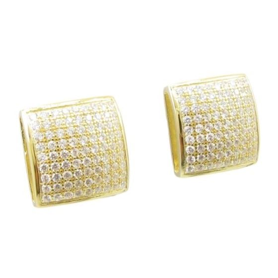 Mens .925 sterling silver Yellow 9 row square earring MLCZ103 5mm thick and 11mm wide Size 1