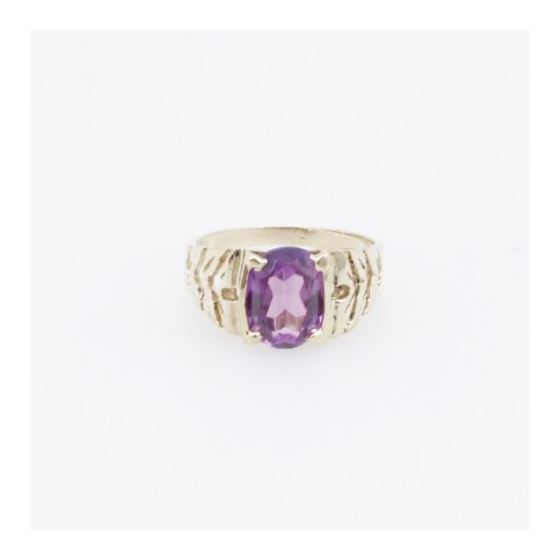 10k Yellow Gold Syntetic purple gemstone ring ajjr98 Size: 2 3