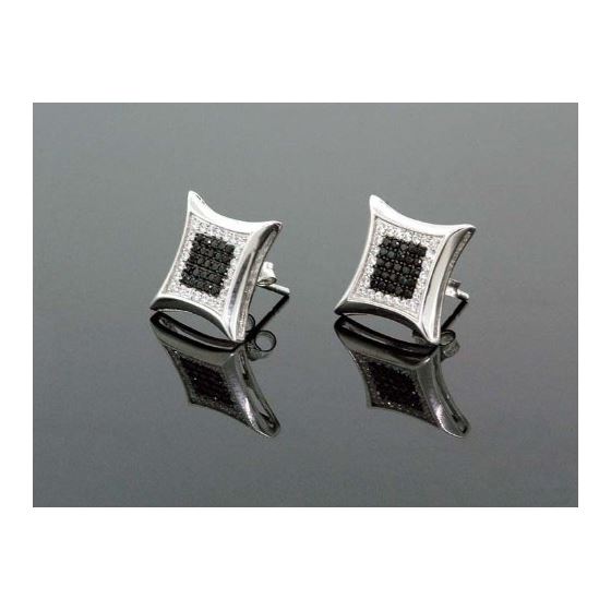 .925 Sterling Silver Unisex Earrings Fancy NEW!!! me0044-03bkw 1