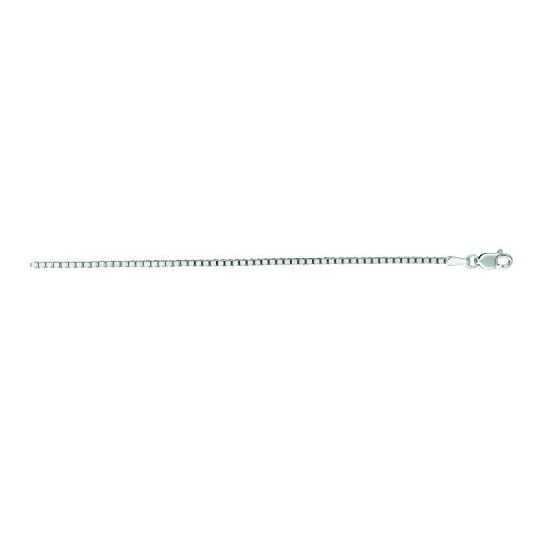 14K White Gold 1.4mm wide Shiny Classic Box Chain with Lobster Clasp 1