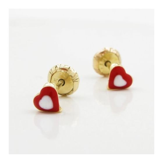 14K Yellow gold Simple heart stud earrings for Children/Kids web144 3