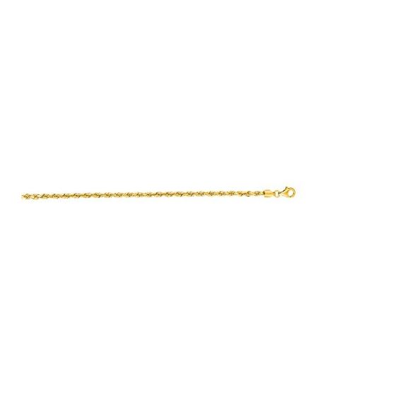 10K Yellow Gold 3.0mm Shiny Solid Diamond Cut Royal Rope Chain Bracelet with Lobster Clasp