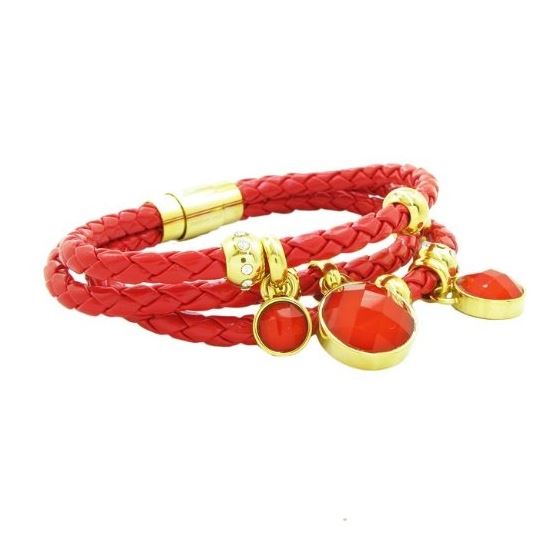 Womens red band red stone braided bracelet CBBR4 7.5 inches long and 79mm wide 1