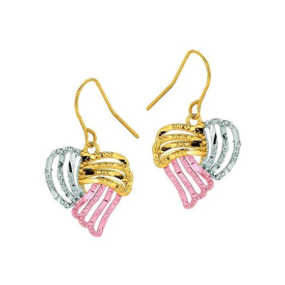 10K Tri-Color Gold Ladies Drop Earrings 501ER