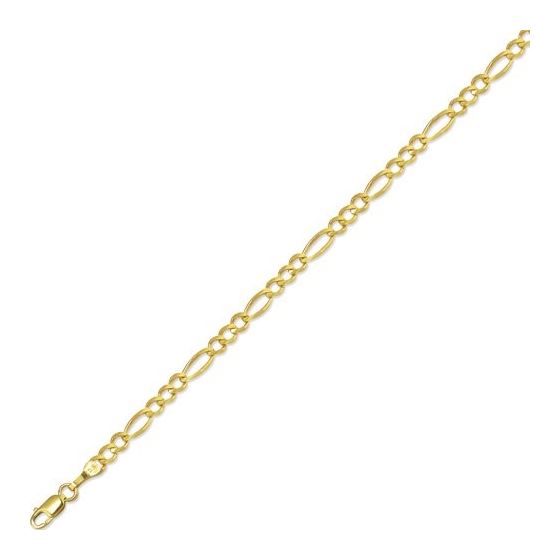 10K 22 inch long Yellow Gold 4.0mm wide Diamond Cut Royal Figaro Link with Lobster Clasp FJ-100RFIG-