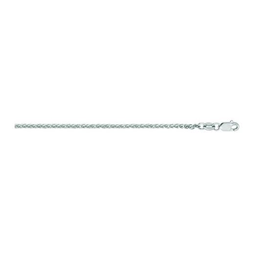 14K White Gold 1.8mm wide Square Wheat Chain with Lobster Clasp 1