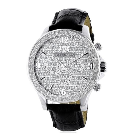 Diamond Watches: LUXURMAN Mens Diamond Watch 0.18C