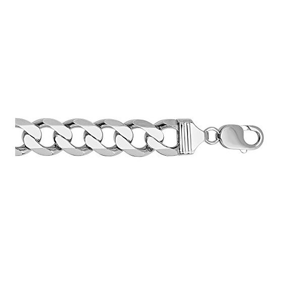 Sterling Silver Cuban Curb Link Chain Necklace and Bracelet 13.6MM Wide