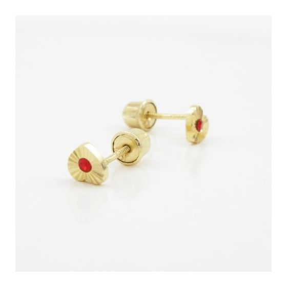 14K Yellow gold Heart cz stud earrings for Children/Kids web482 3