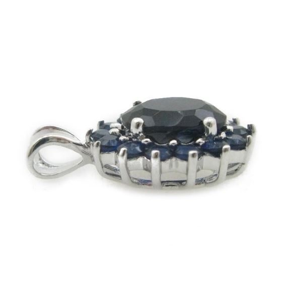 Ladies .925 Italian Sterling Silver fancy pendant with dark blue stone Length - 20mm Width - 13mm 3