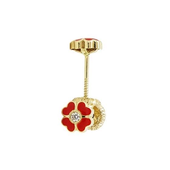 14K Yellow gold Flower cz stud earrings for Children/Kids web101 1