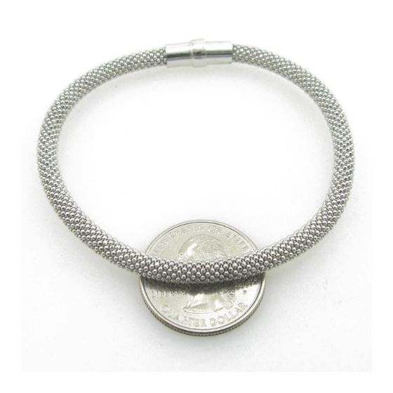 Ladies .925 Italian Sterling Silver white italian popcorn cuff bracelet Diameter - 2.75 inches 3