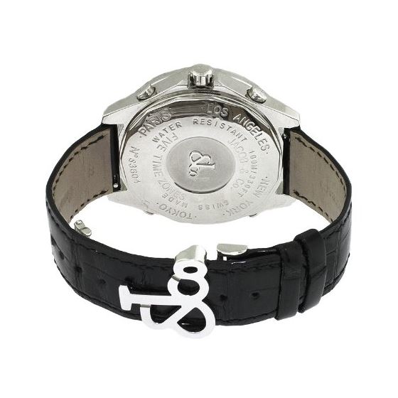 Jacob Co. Black Leather Band Fivetime Zone 4.5Ct-3