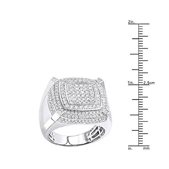Mens Pinky Ring 10K Gold Diamond Ring 1.8Ctw (Wh-3