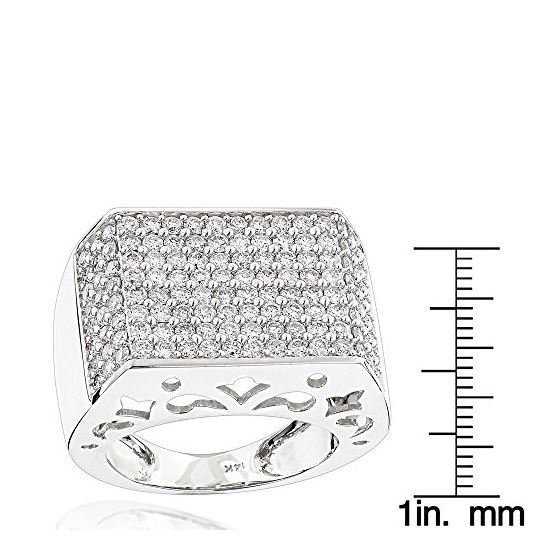 Mens Ring 14K Gold Pave Diamond Band 4Ctw (White-3