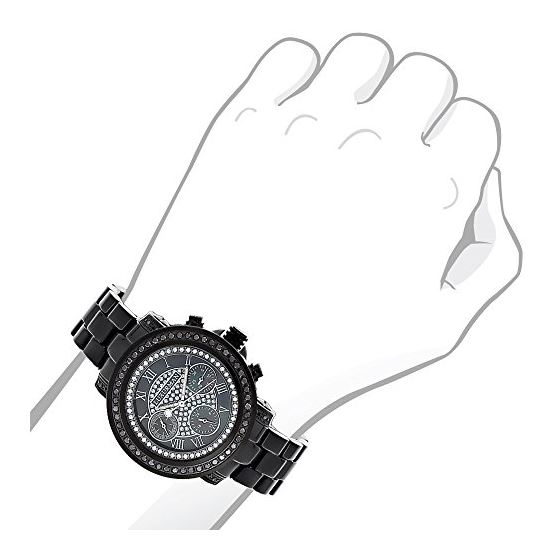 Luxurman Oversized Womens Black Genuine Diamond Watch 2.15ct Black MOP 3