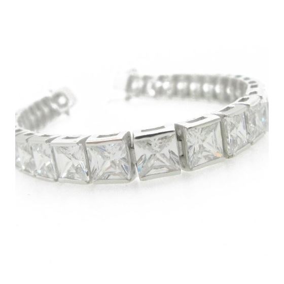 Ladies .925 Italian Sterling Silver princess cut cz tennis bracelet Length - 8 inches Width - 7mm 1