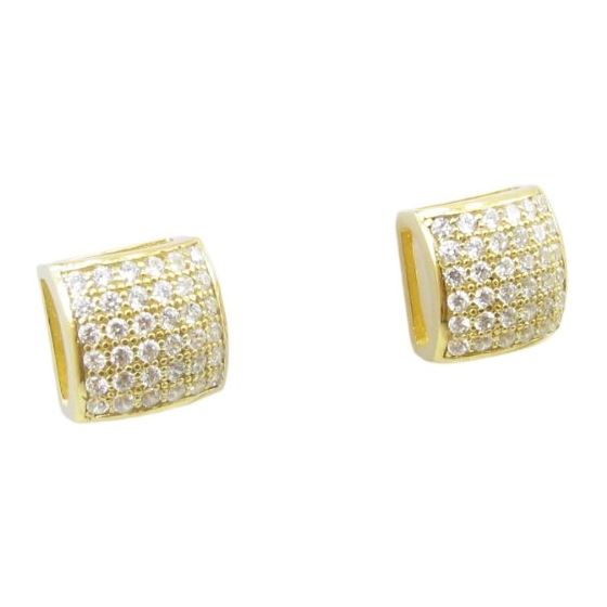 Mens .925 sterling silver Yellow 6 row square earring MLCZ88 5mm thick and 8mm wide Size 1