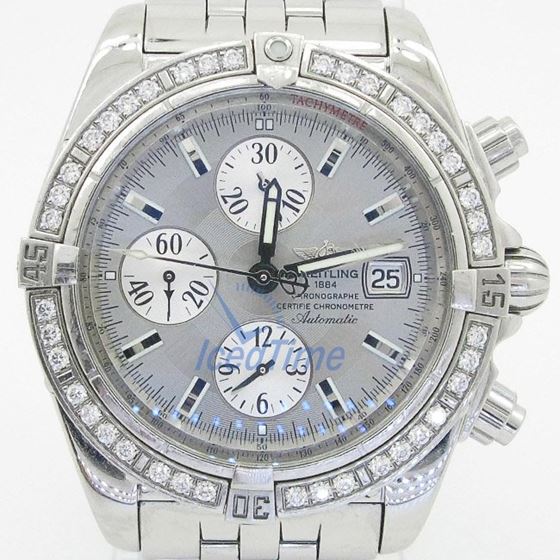Breitling Chronomat Evolution Rhodium Dial Diamond Bezel Automatic Mens Watch A1335653-E519SS 1