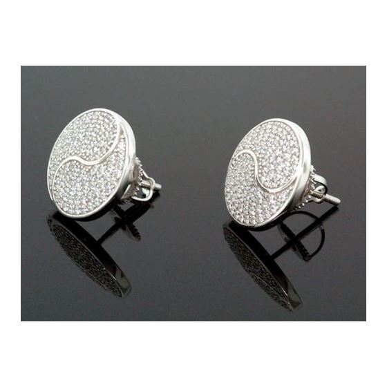 Sterling Silver Unisex Fashion Round Hand Set Stud Earrings ME0220d 1