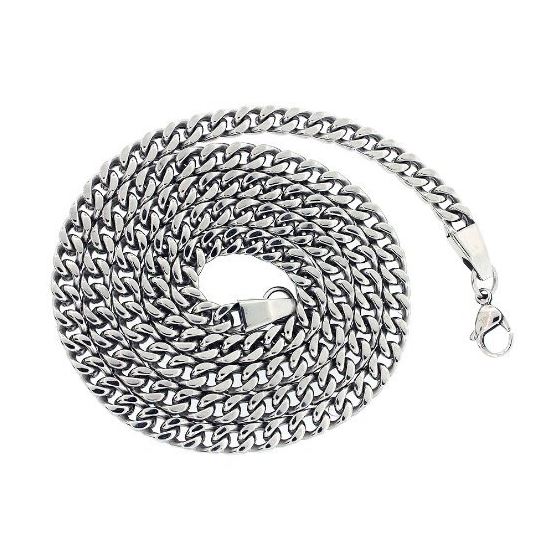 Mens Stainless Steel Solid Franco Chain Necklace - 30 Inch 6.5MM