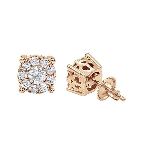 Ladies 14K Rose, White Or Yellow Round Halo Diamon