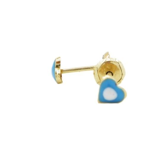 14K Yellow gold Simple heart stud earrings for Children/Kids web145 1