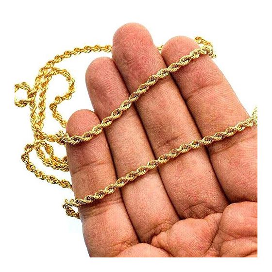 "14K SOLID Yellow Gold ROPE Chain Necklace 3.0MM Wide Sizes: 18""