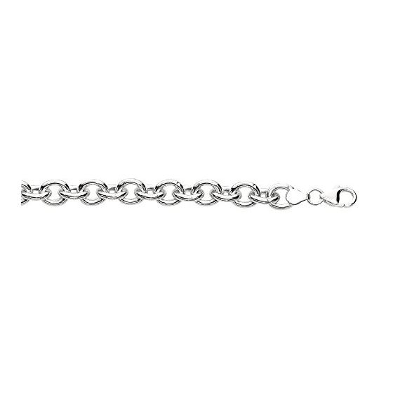 Sterling Silver 8.95 mm Wide Polished Oval Tube Cable Link Charm Bracelet 7.25 Inch Long