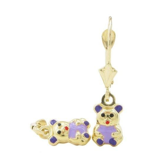 14K Yellow gold Panda chandelier earrings for Children/Kids web474 1
